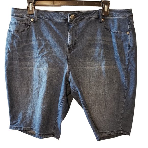 AS Denim Womens Blue Jean Shorts Mid-Rise Button & Zipper Closure Size 20W - Picture 1 of 12